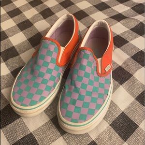 Men’s Retro Purple & Teal Checkered VANS Sneakers